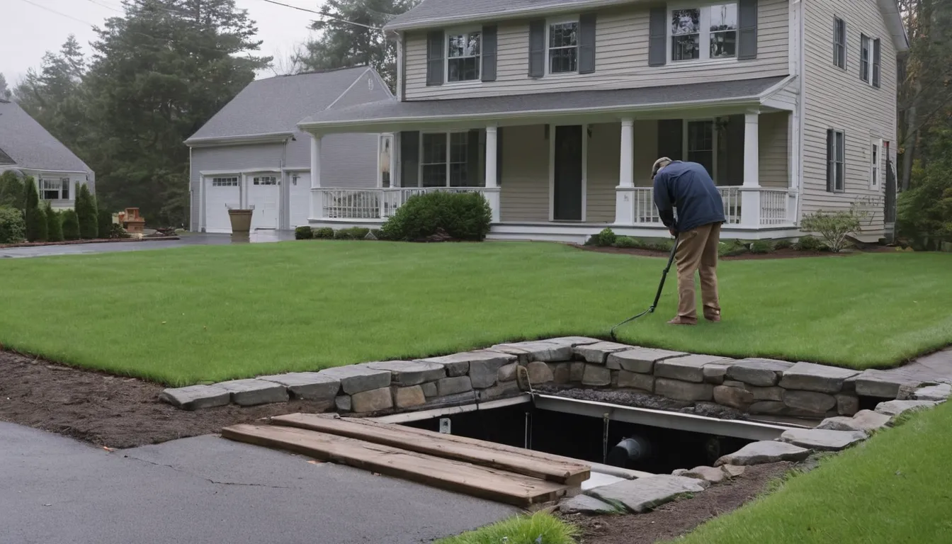 Friendly provider and homeowner reviewing a sewer line camera inspection in a Eatontown backyard
